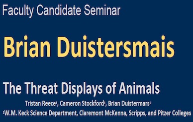Faculty Candidate Seminar Brian ​Duistermars May 11th at 12:00 p.m.